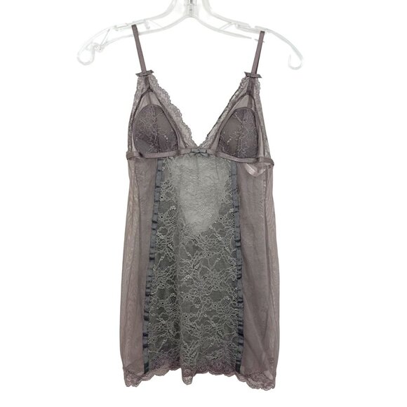 Victoria's Secret Other - Victoria's Secret Gray Lace Teddy Dress Mini Lingerie - Size Medium